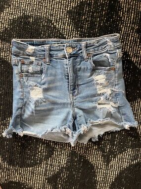 American Eagle Outfitters Light Blue Ripped Denim Shorts